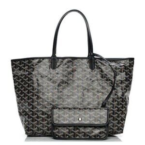 Authentic Goyard Goyardine Saint Louis PM Black Shoulder Tote Bag & Pouch Wallet